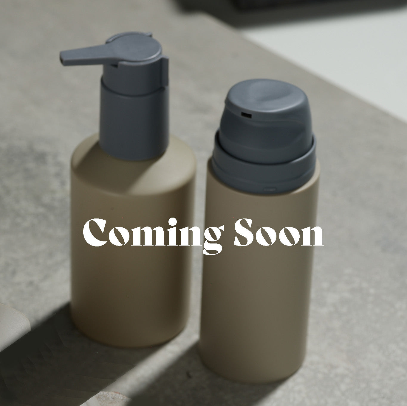 skin care products with the word coming soon over the products